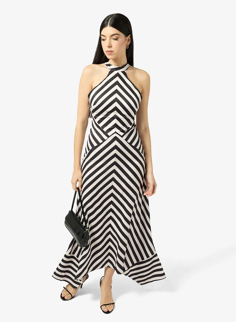 Ella  Geometric Print Halter Neck Dress for Women | Best Price UAE